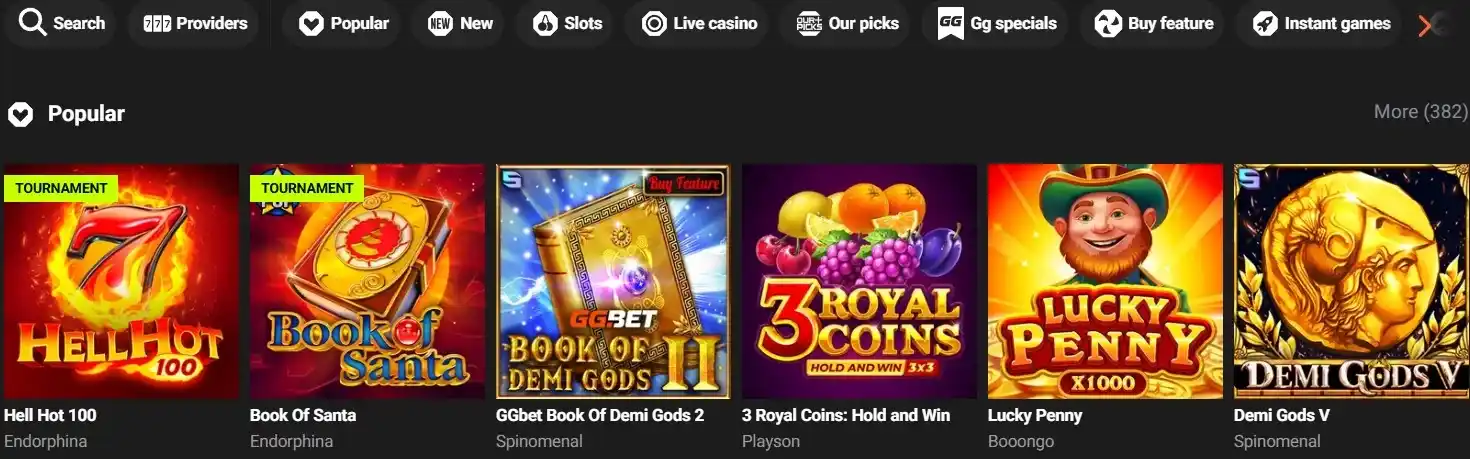 GGBet Casino hry