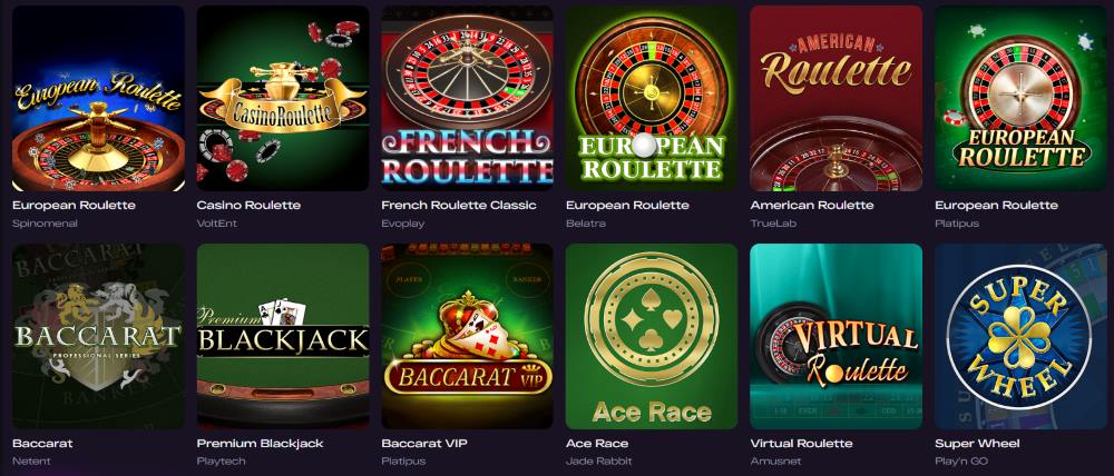 glitchspin casino jeux de table