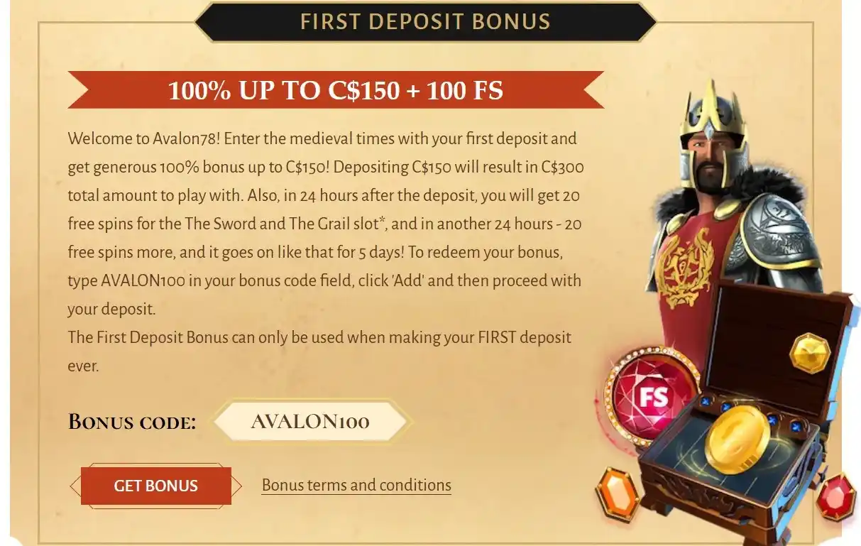 avalon78 welcome bonus